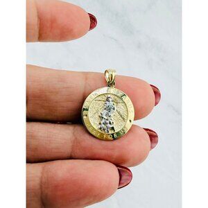 10K Solid Gold Saint Lazarus Pendant medallion - Medalla dije en oro San Lazaro